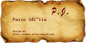 Paizs Júlia névjegykártya